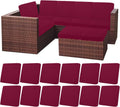 Outdoor Patio Cushion Covers Set of 12 - Waterproof Stretch