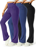 Womens High Waist Flare Pants - 3 Pack Slim Bootleg Yoga Pants