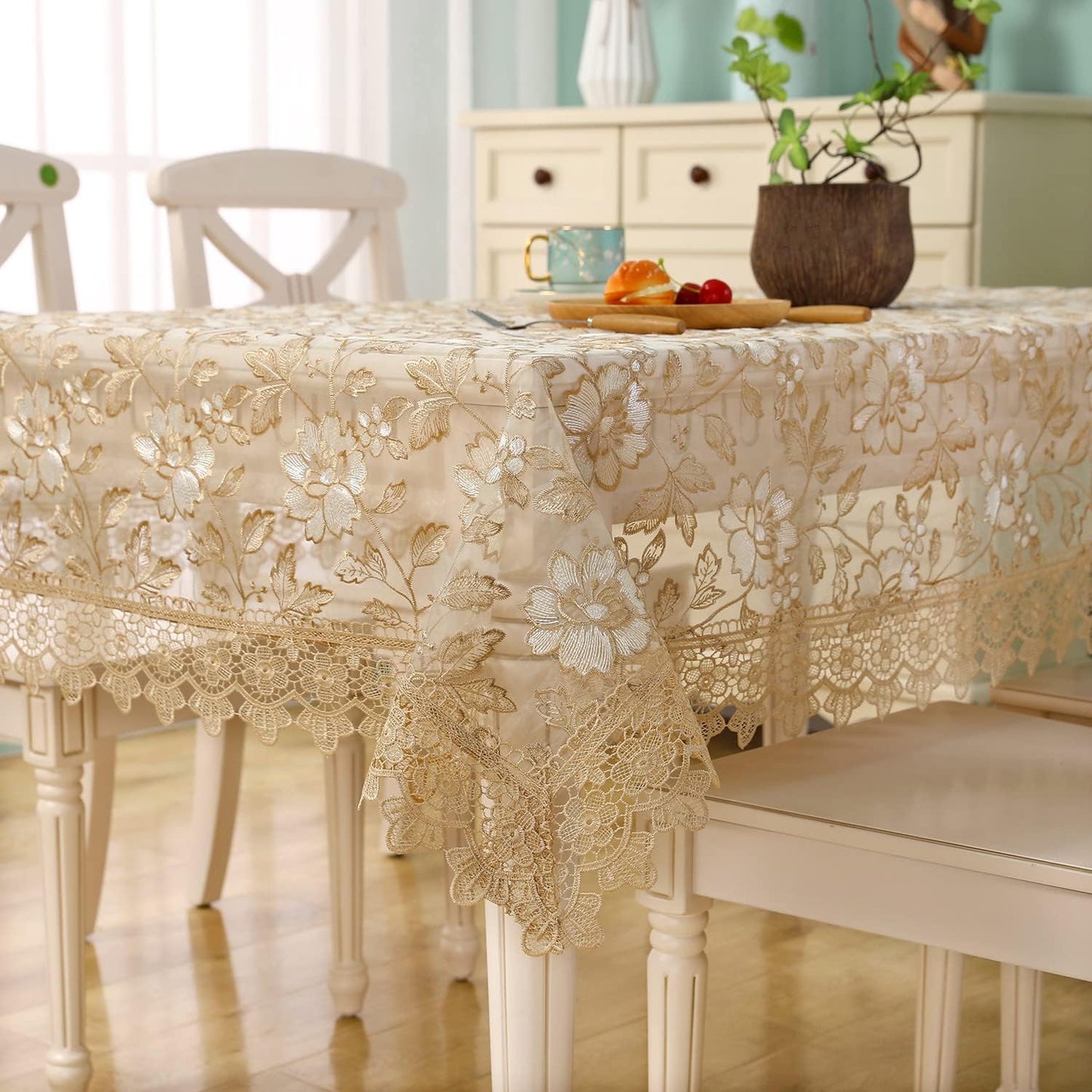 Elegant Flower Tablecloth for Rectangle Tables by ZHUIDUSI