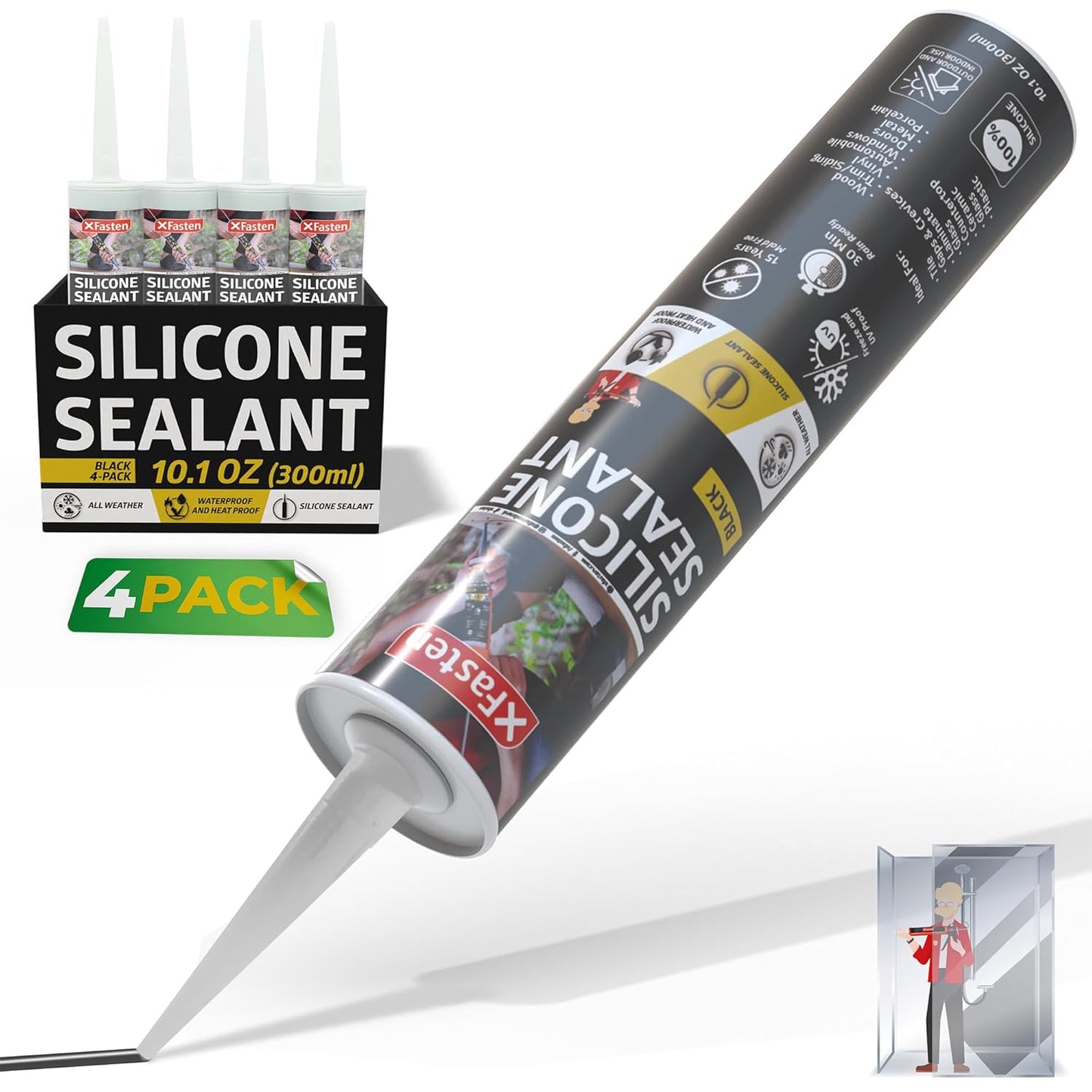XFasten Waterproof Black Silicone Sealant for All Your Needs