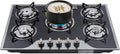 15 Black Tempered Glass 5-Burner LPG Gas Hob Cooktop - Portable