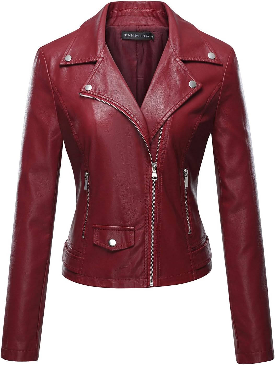 Tanming Women's Faux Leather Moto Biker Short Coat Jacket Review