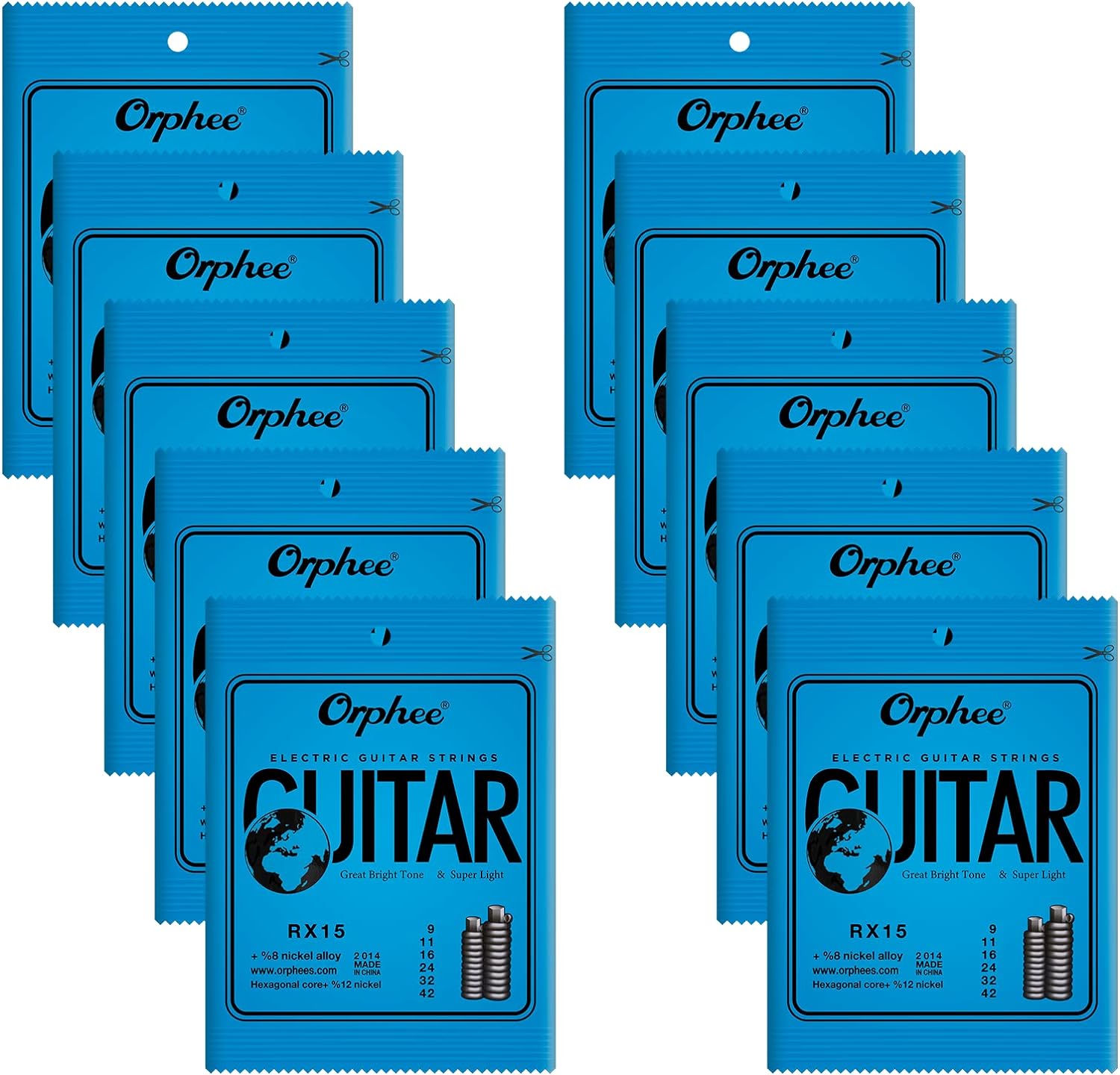 POGOLAB Electric Guitar Strings Set - Thin, 09-42, 10 Pack