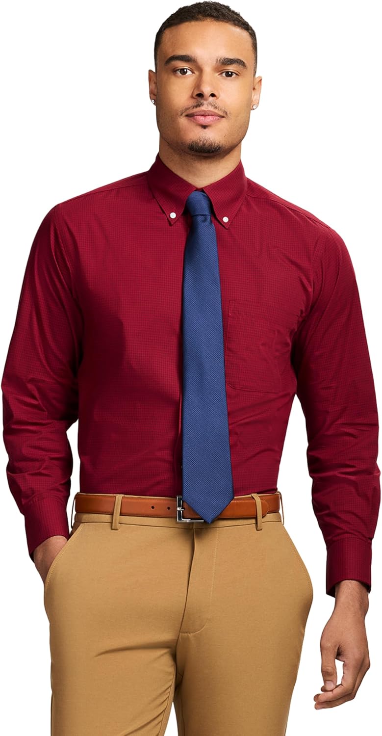 IZOD Men's Dress Shirt Regular Fit Long Sleeve Wrinkle Free