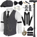1920s Mens Costume for Men - Full Roaring 20s Accessories Set