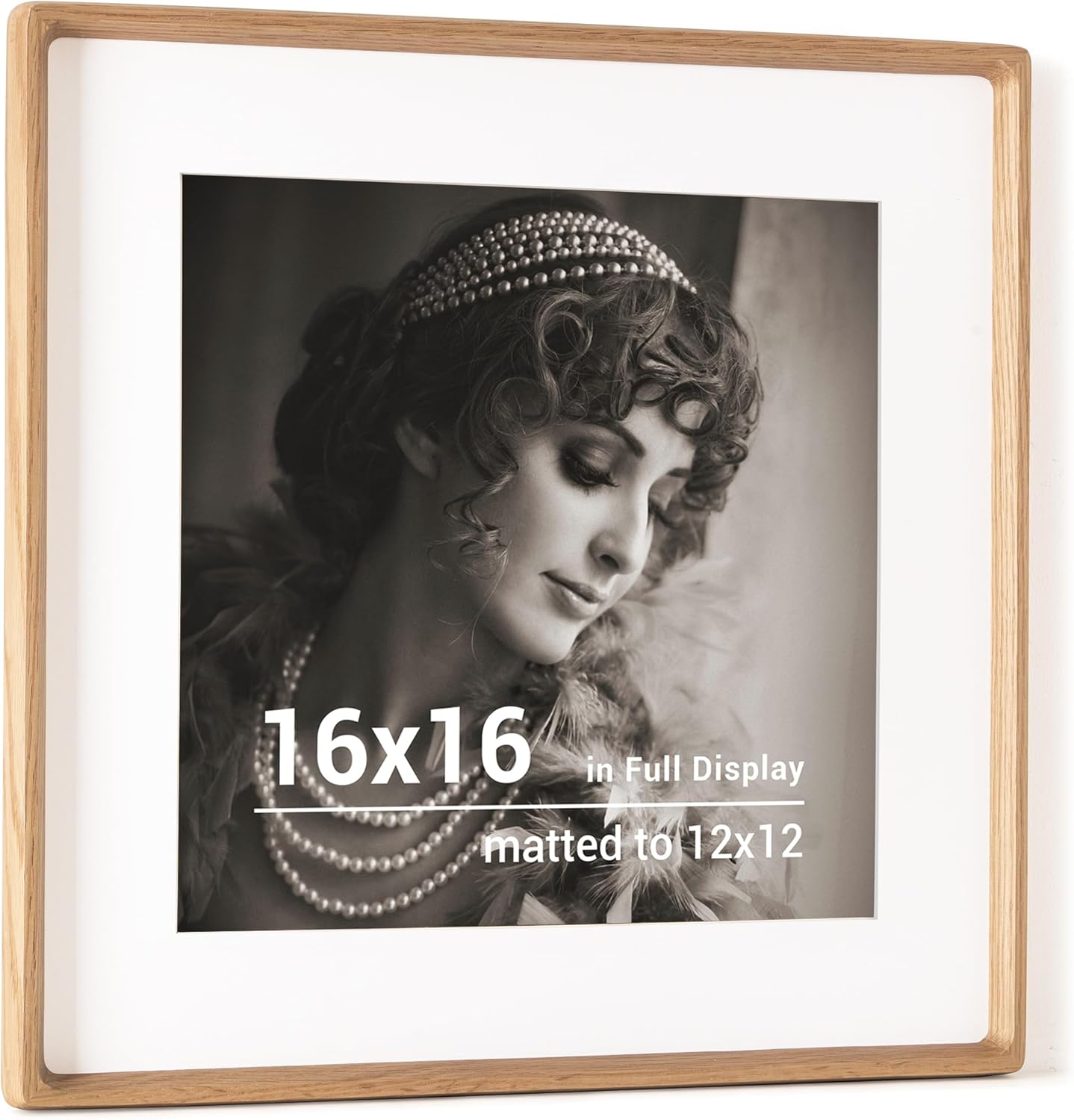 16x16 Picture Frame with USA-Sourced Oak Wood for Photos