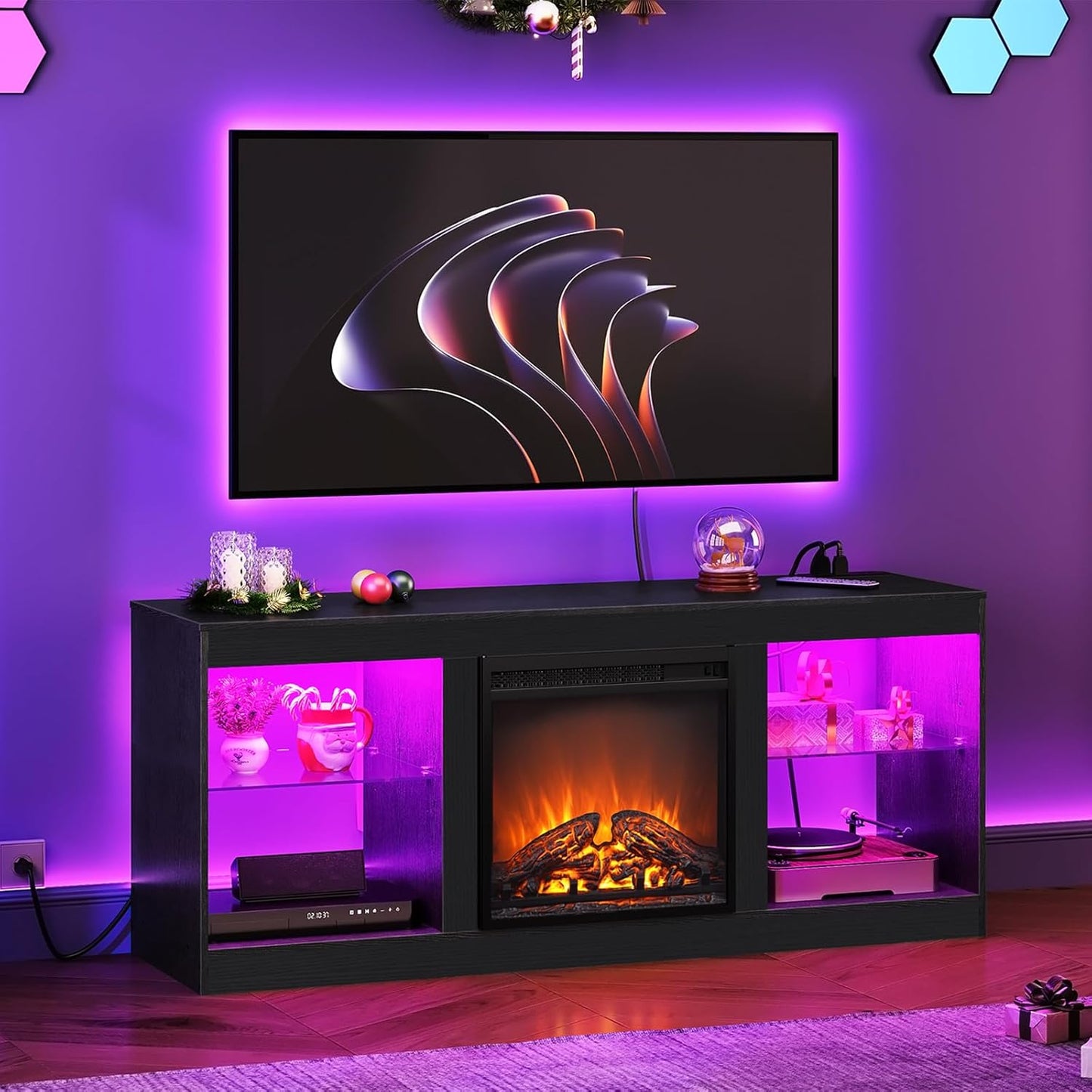 Modern Electric Fireplace TV Stand - Fits 65 TVs