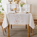 Linen Style Embroidered Tablecloth 55x120 in Green - Waterproof
