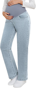 fitglam Women's Maternity Jeans Straight Leg Over Belly Relaxed Fit