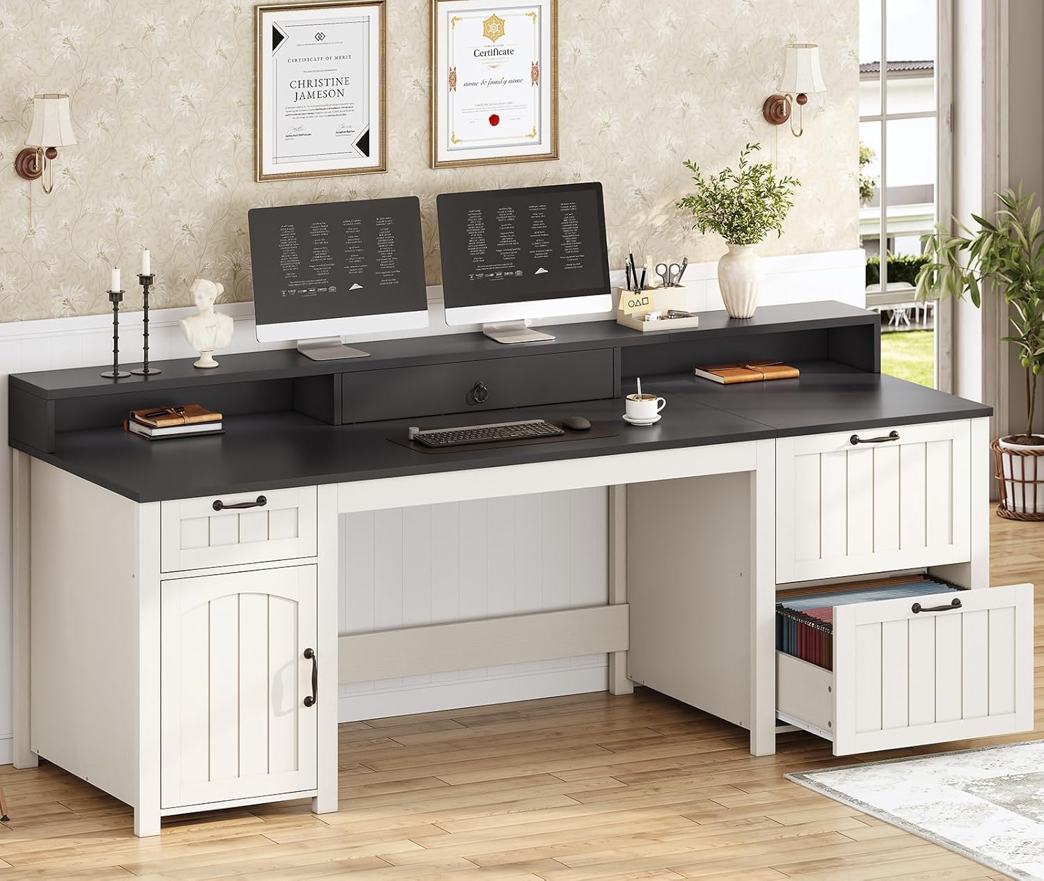 SEDETA Farmhouse Executive Desk - Home Office Organization