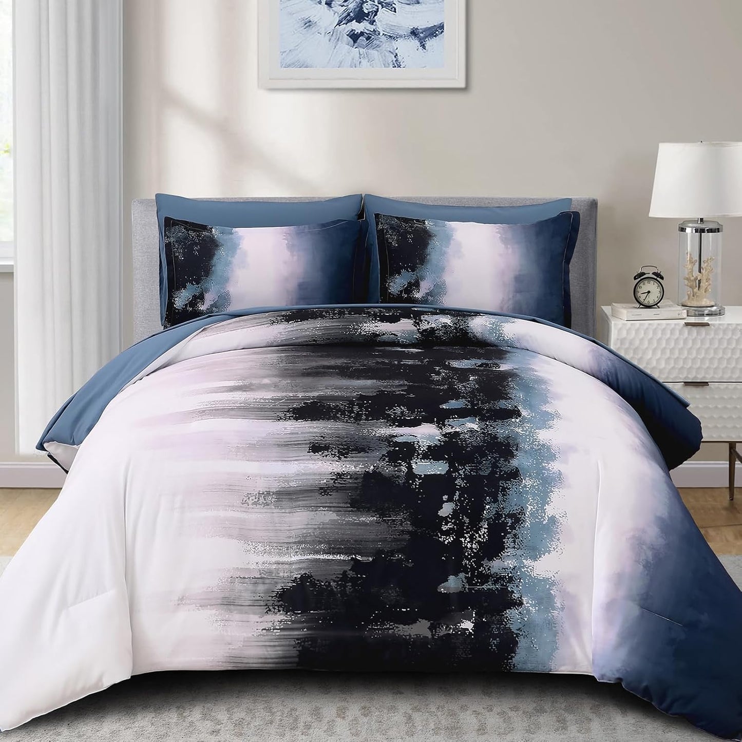 Dinjoy Ombre Blue Comforter Set Twin Size Bohemian Bedding