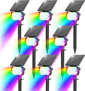 Solar Landscape Spotlights RGB Adjustable Outdoor Uplights - 8 Pack
