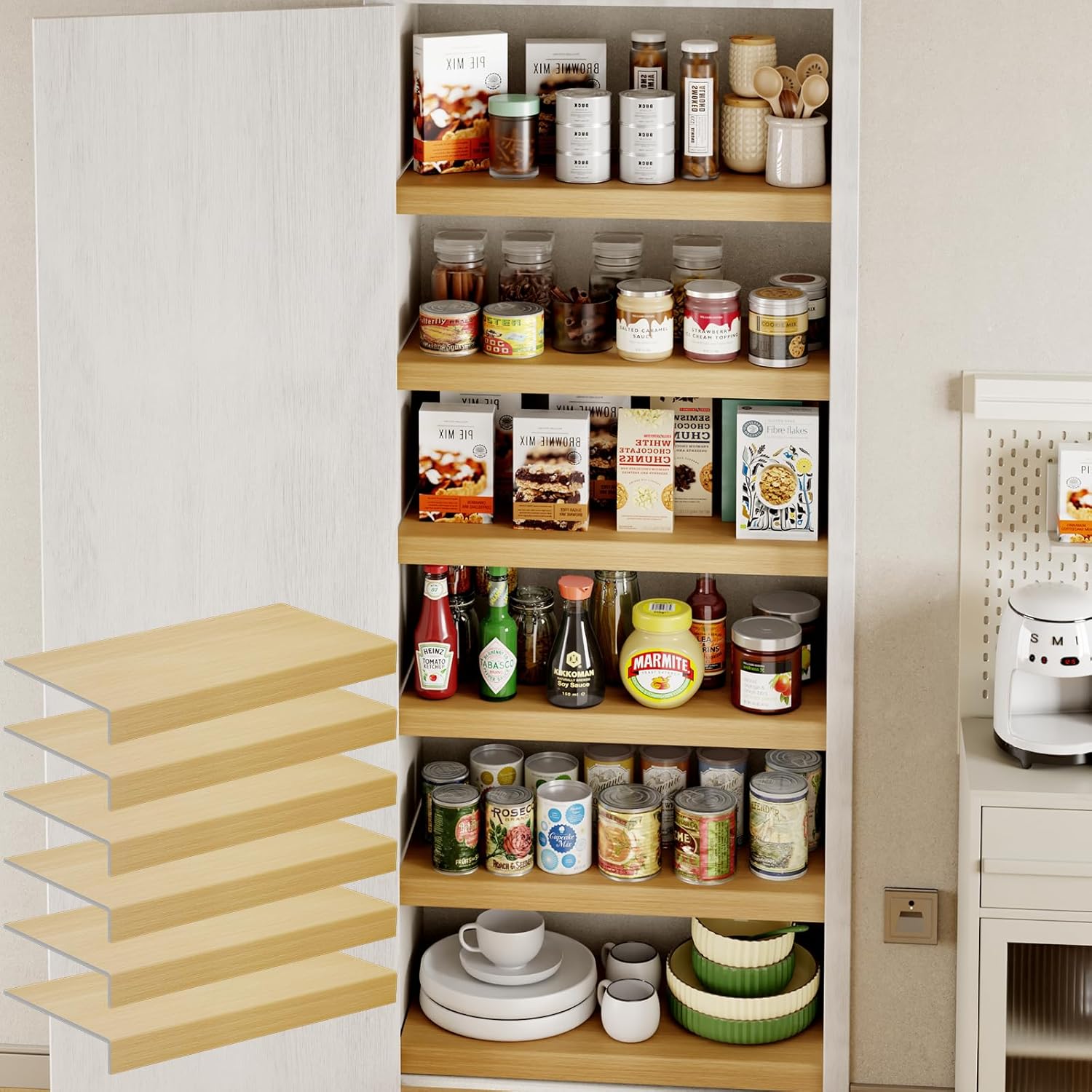 6-Pack PVC Composite Board Wire Rack Covers for Pantry Storage