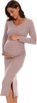 Long Sleeve Maternity Sweater Dress for Fall Winter - Soft, Stretchy