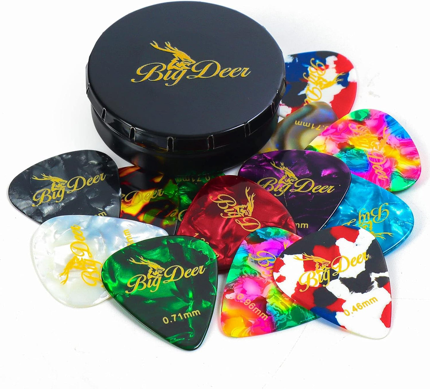 BigDeer 16-Pack Guitar Picks Set - Thin to Extra Heavy Plectrums in Stylish Tin