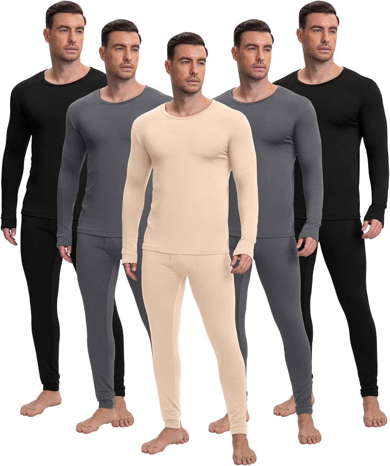 Patelai Men's Thermal Underwear Fleece Base Layer Set for Winter
