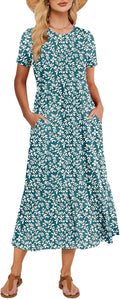 Gracyoga Women's Summer Maxi Dress 2025 - Flowy Tiered Midi