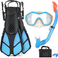 Kids Snorkeling Set with Flippers Panoramic Mask & Dry Top Snorkel