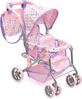 Baby Doll Double Stroller Twin Buggy Carriage for Dolls - Realistic