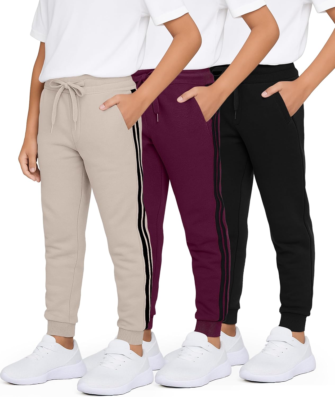 Boys' Cotton Fleece Jogger Sweatpants - 3 Pack Active Pants