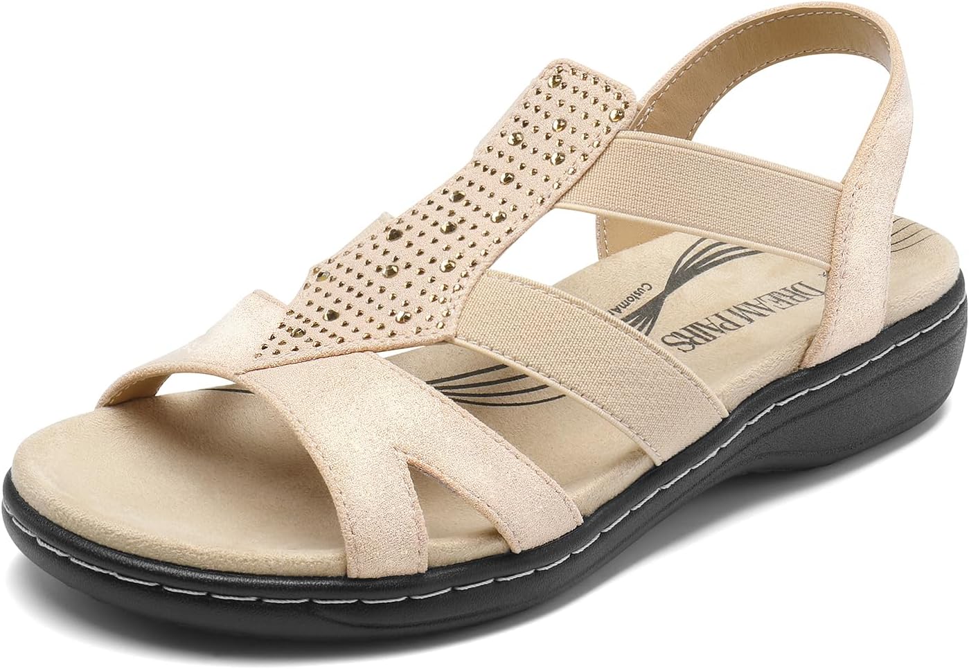 DREAM PAIRS Women's Comfortable Arch Support Dressy Flat Sandals