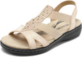 Women's Arch Support Dressy Flat Sandals - Elastic Open Toe Comfort