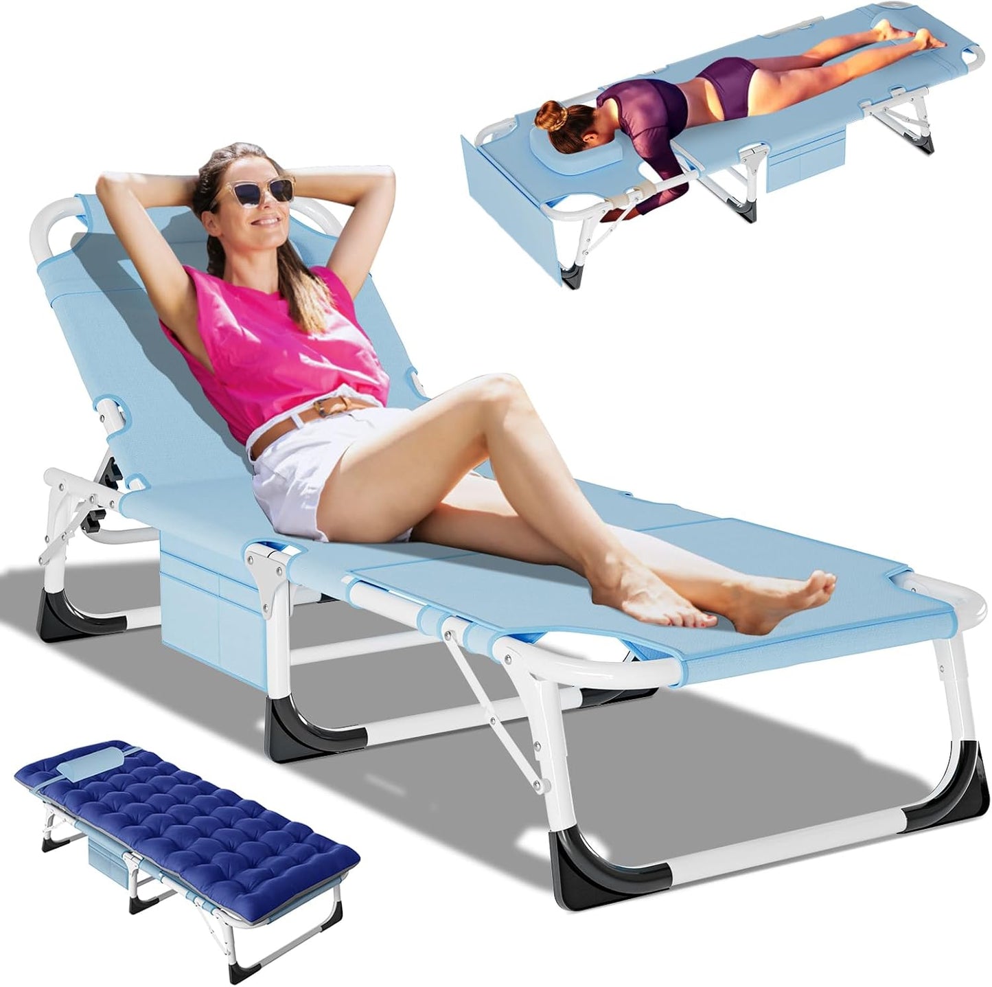 DoCred Heavy Duty Tanning Chair with Face Hole for Sunbathing