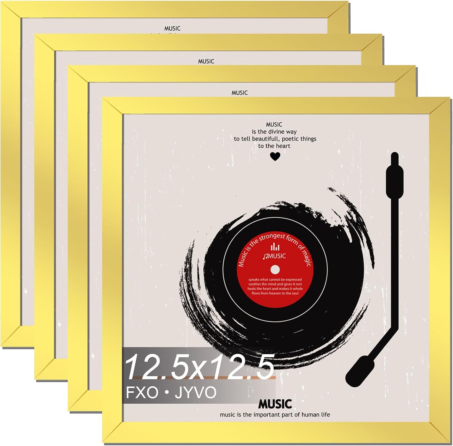 Vinyl Record Frame for Wall Display - Gold 12.5 x 12.5 Frame