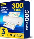 300 Pack 3 Mil Laminating Sheets - Clear Protection for Office & School - BURVAGY