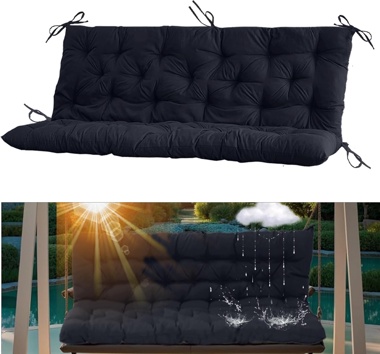 2-3 Seat Swing Replacement Cushion for Outdoor Furniture Comfort