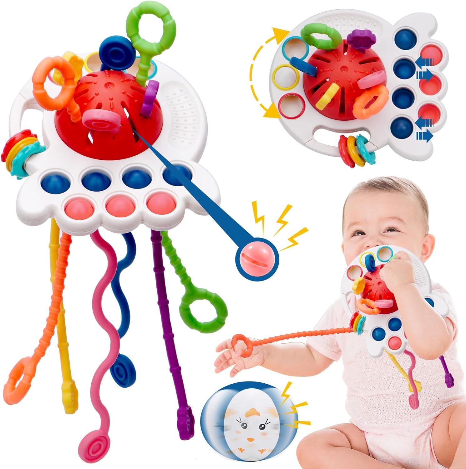 Silicon Sensory Travel Teething Toy for 6-12 Month Babies - Couomoxa