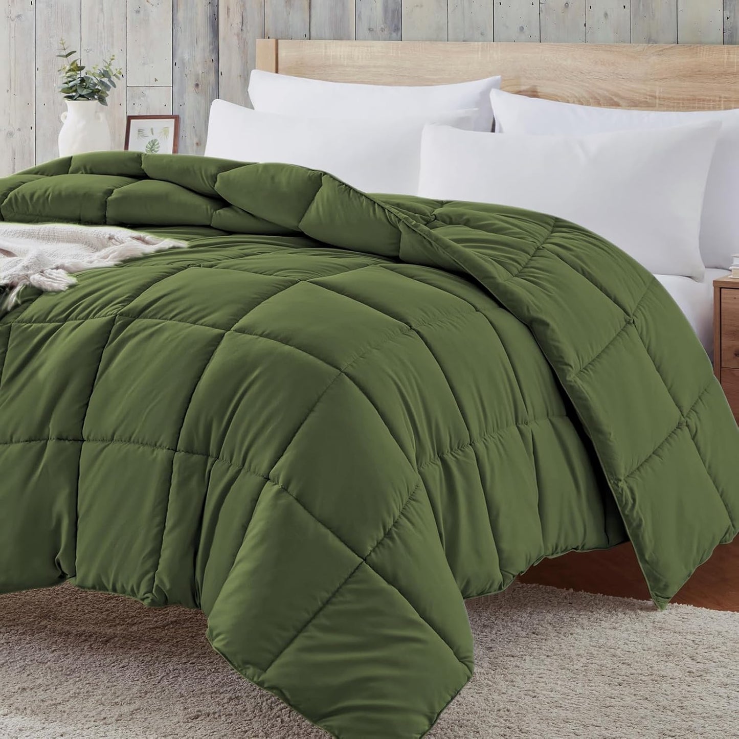 Comforters Queen Size Olive Green Duvet Insert for All Seasons