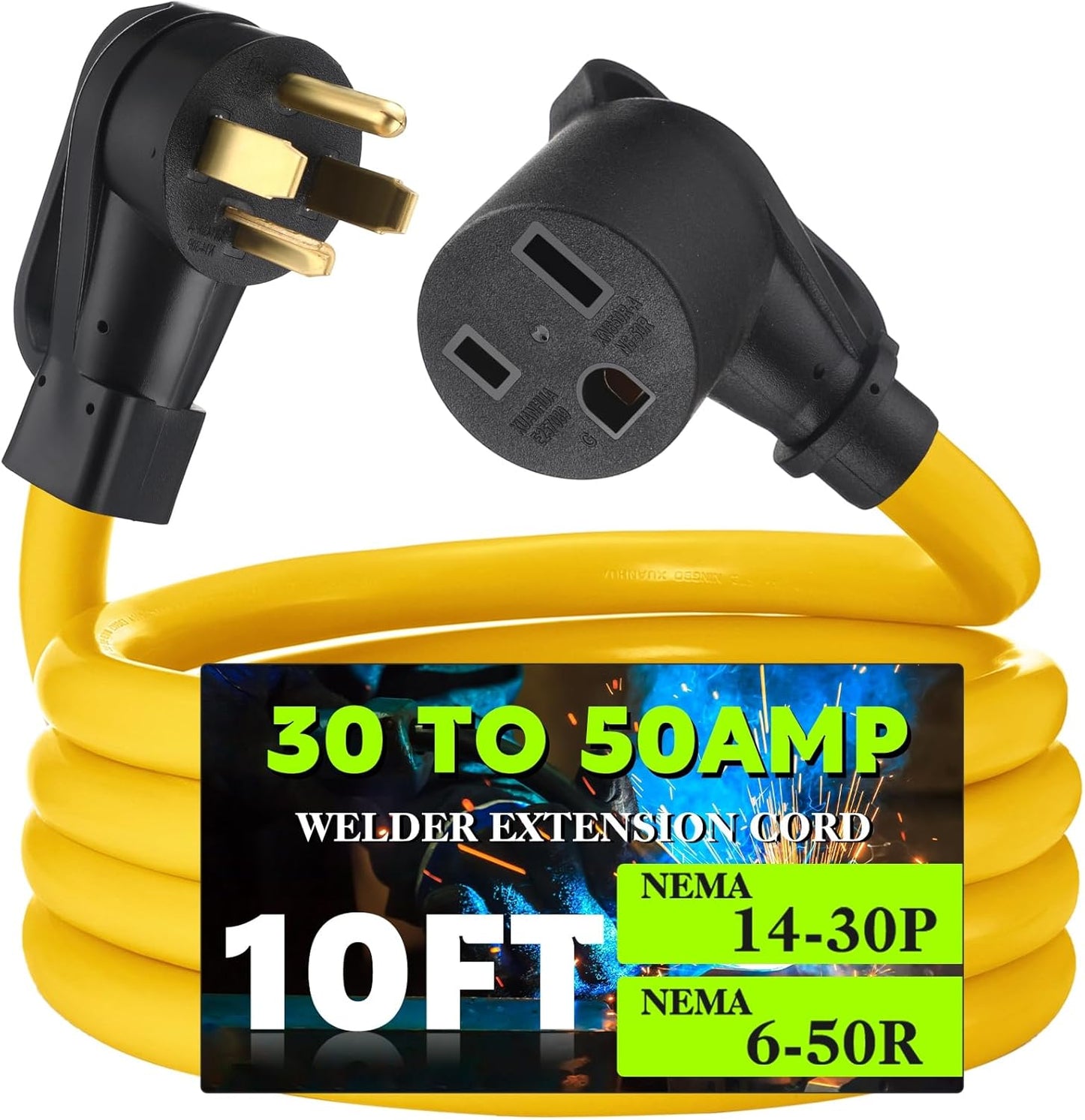 10FT 30Amp to 50Amp Welder Adapter Cord for Seamless Connections