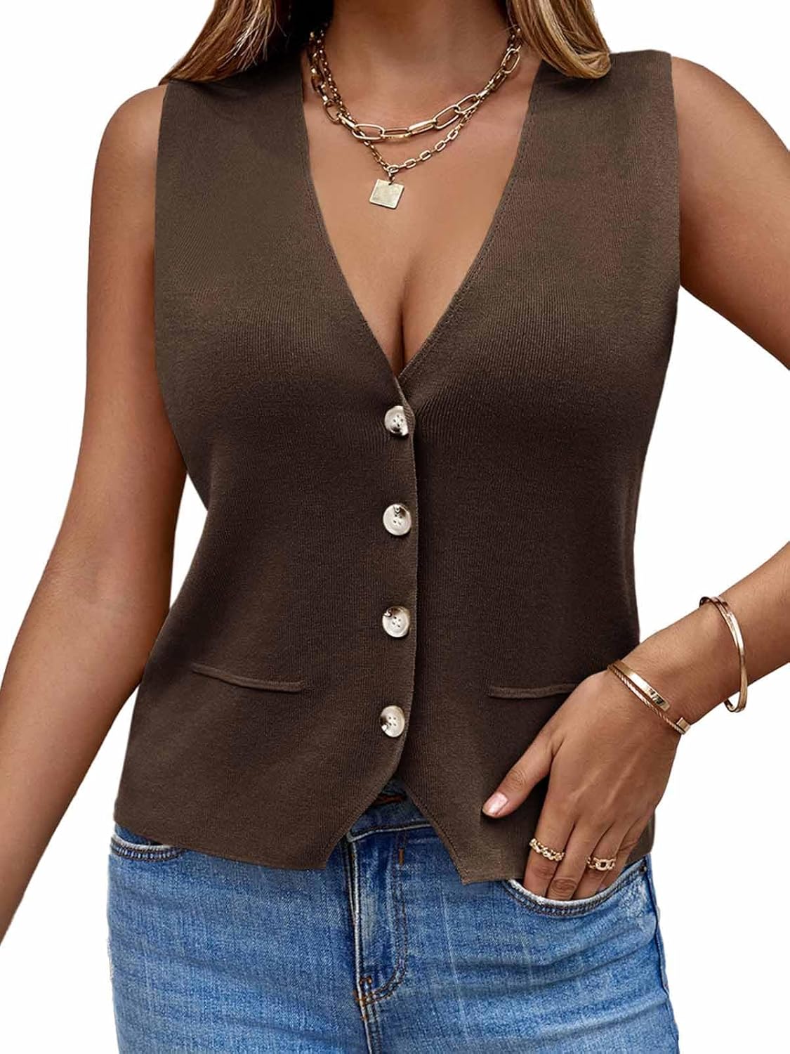 Saodimallsu Womens Sleeveless Sweater Vest for Casual Style
