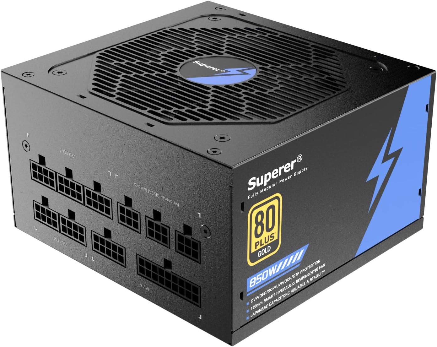 Superer 850W Power Supply - Fully Modular, Low Noise, Gold Certified