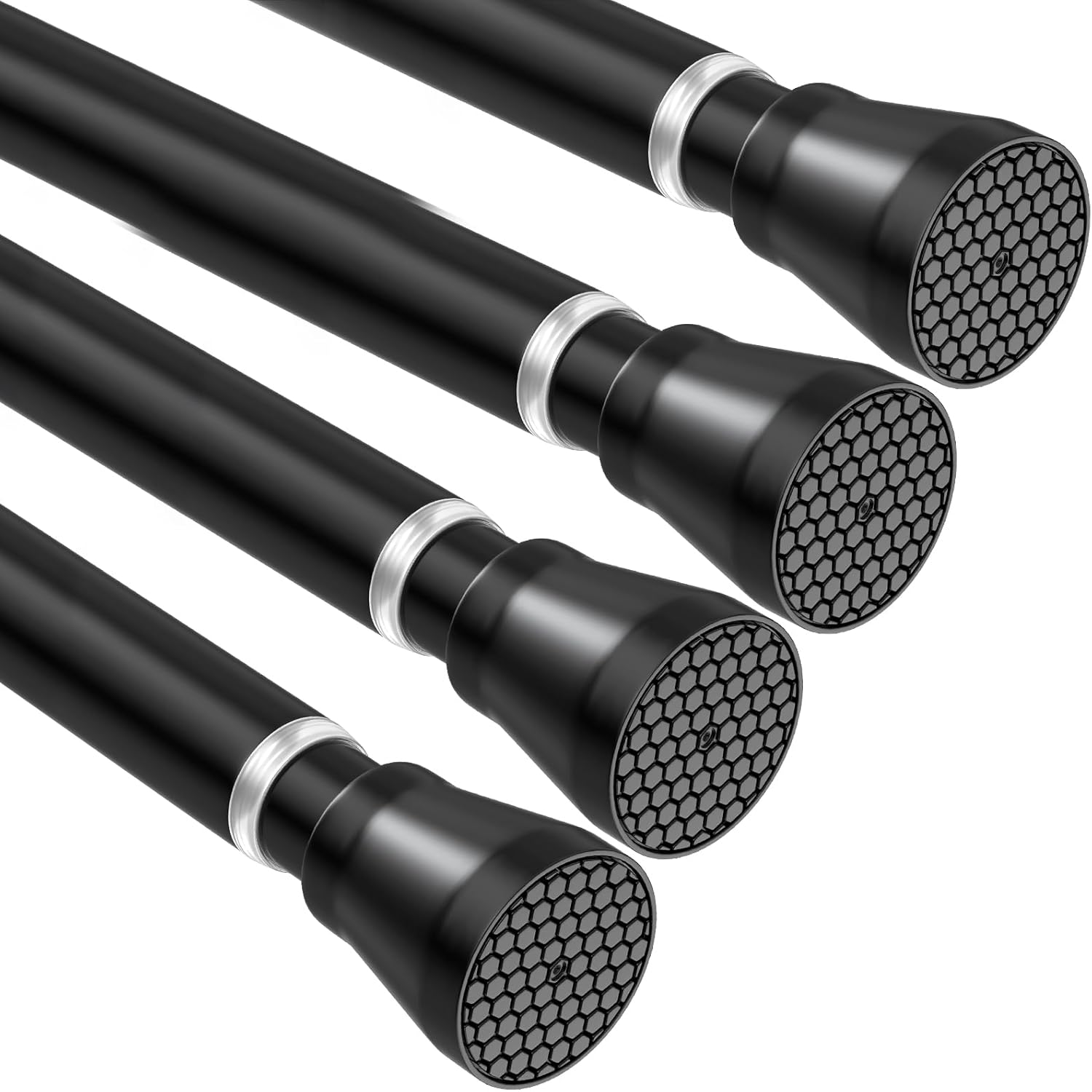 4Pack Black Tension Curtain Rod for Windows 28 to 48 Inch