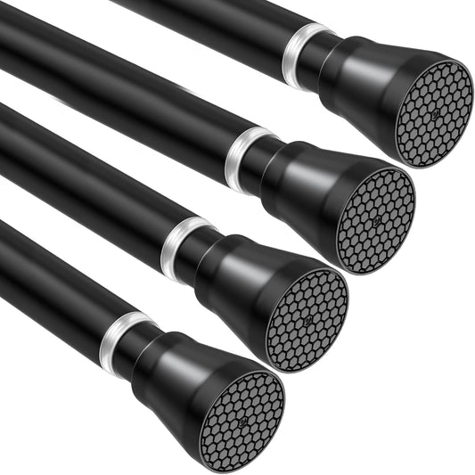 4Pack Black Tension Curtain Rod for Windows 28 to 48 Inch