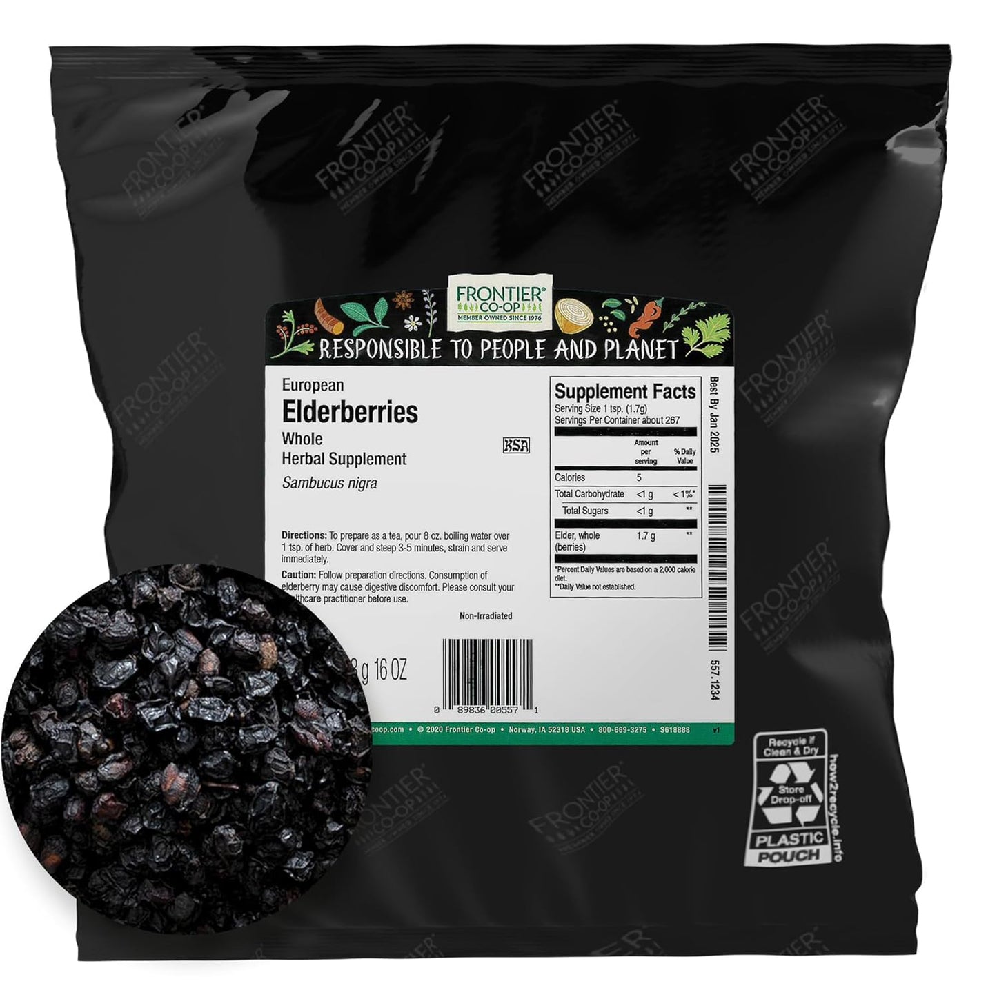 Dried Elderberries for Tea, Syrup, and Immune Support - 2lb Bag