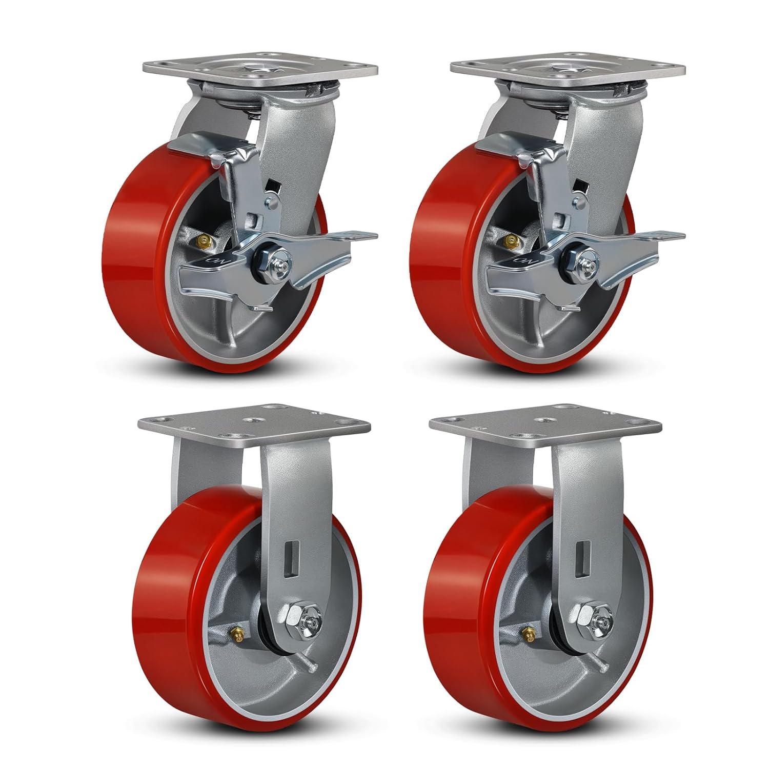 5x2 Industrial Casters - Heavy Duty Polyurethane Wheels for Trucks