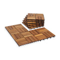 Acacia Wood Decking Tiles 9PCS - Interlocking Round Joint Decking