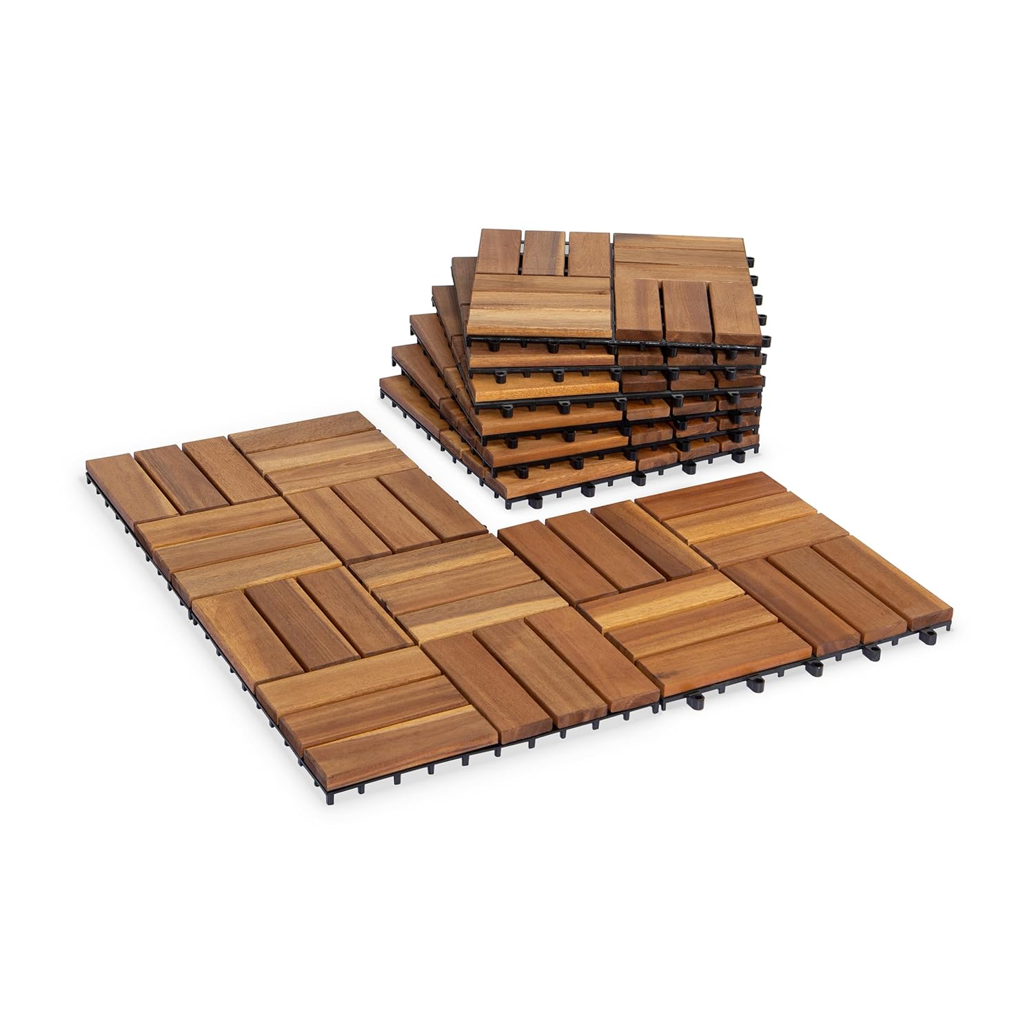 Acacia Wood Decking Tiles for Easy Interlocking Outdoor Flooring