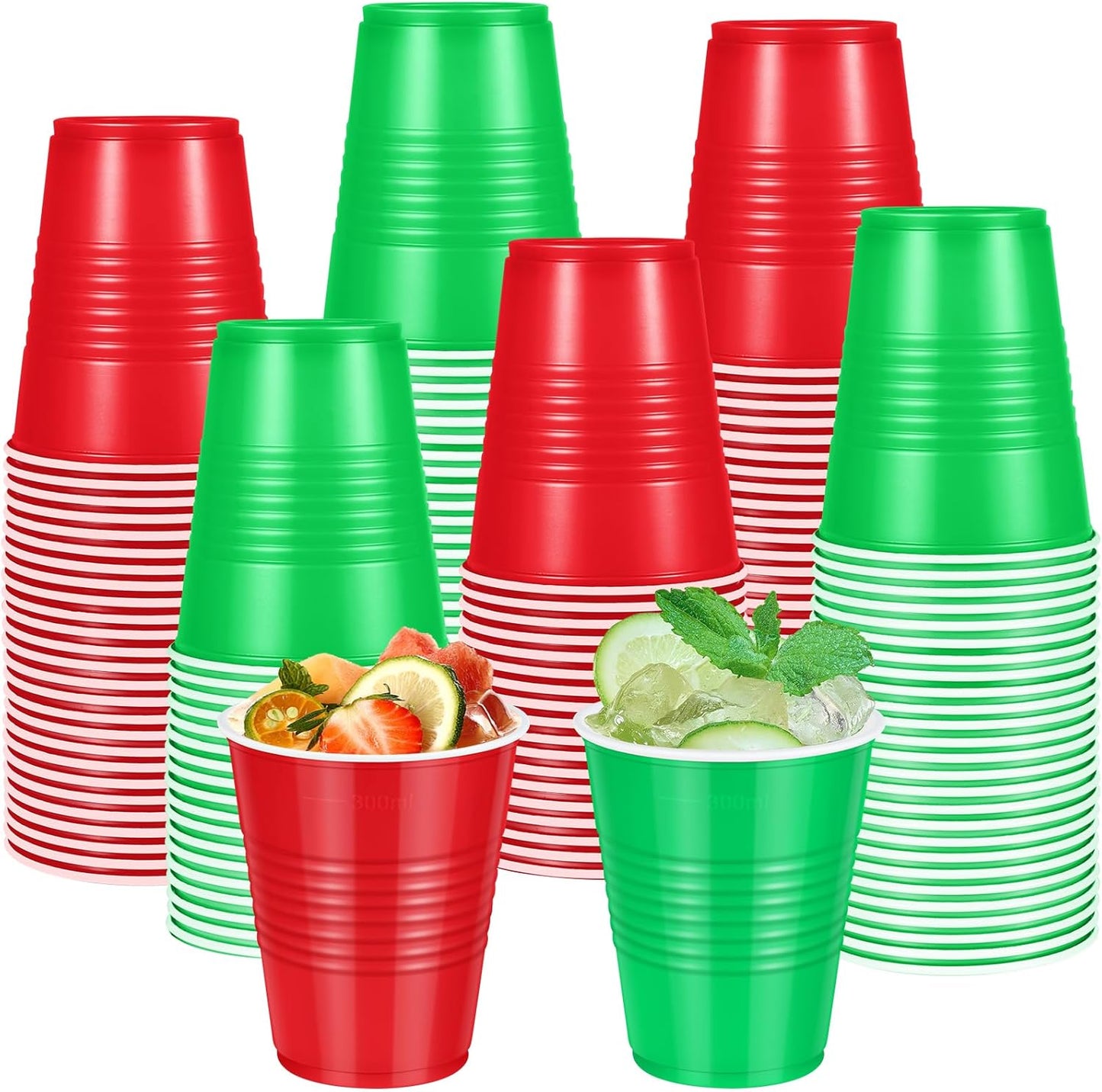 200 Pcs Red and Green Christmas Plastic Cups by Hauwellter