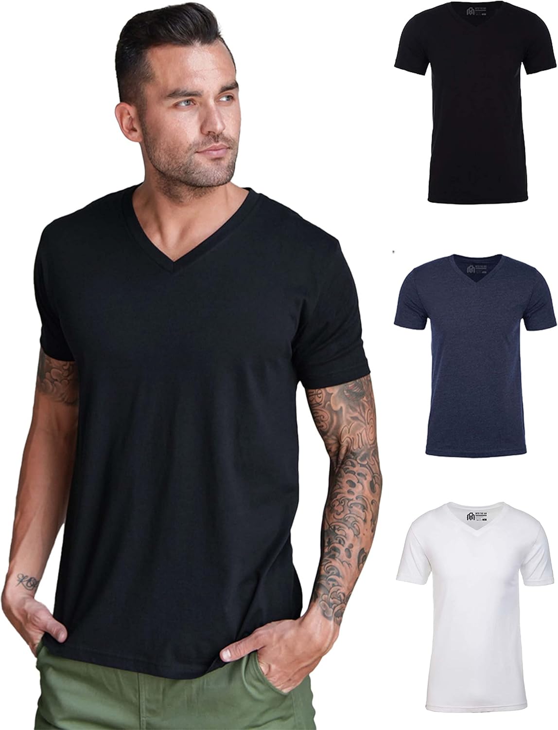 INTO THE AM Premium V Neck T Shirts for Men - Stylish Comfort
