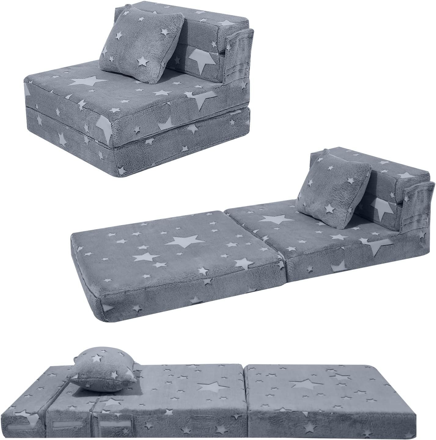 Glow Star Pattern Tri-fold Sofa Bed for Kids by MeMoreCool