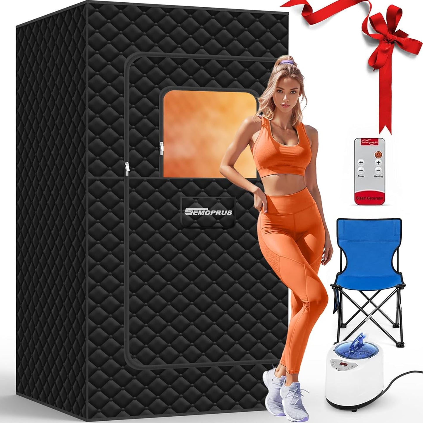 Portable Full Body Steam Sauna Set - 1500W, Remote, Chair - Semoprus