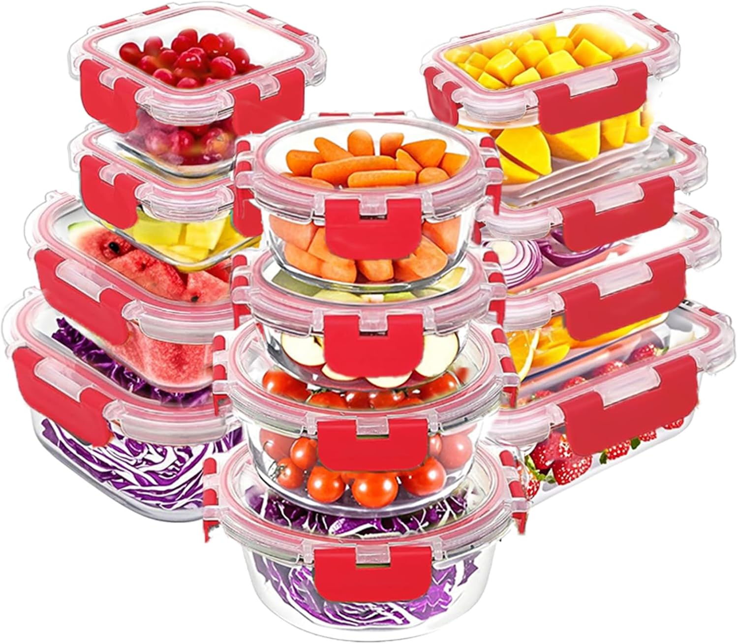 VERONES 24 Pieces Glass Food Storage Containers Set for Meal Prep