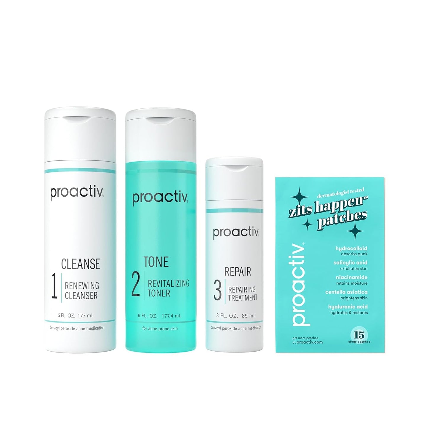Proactiv 3 Step Acne Treatment Kit with Pimple Patches for Clear Skin