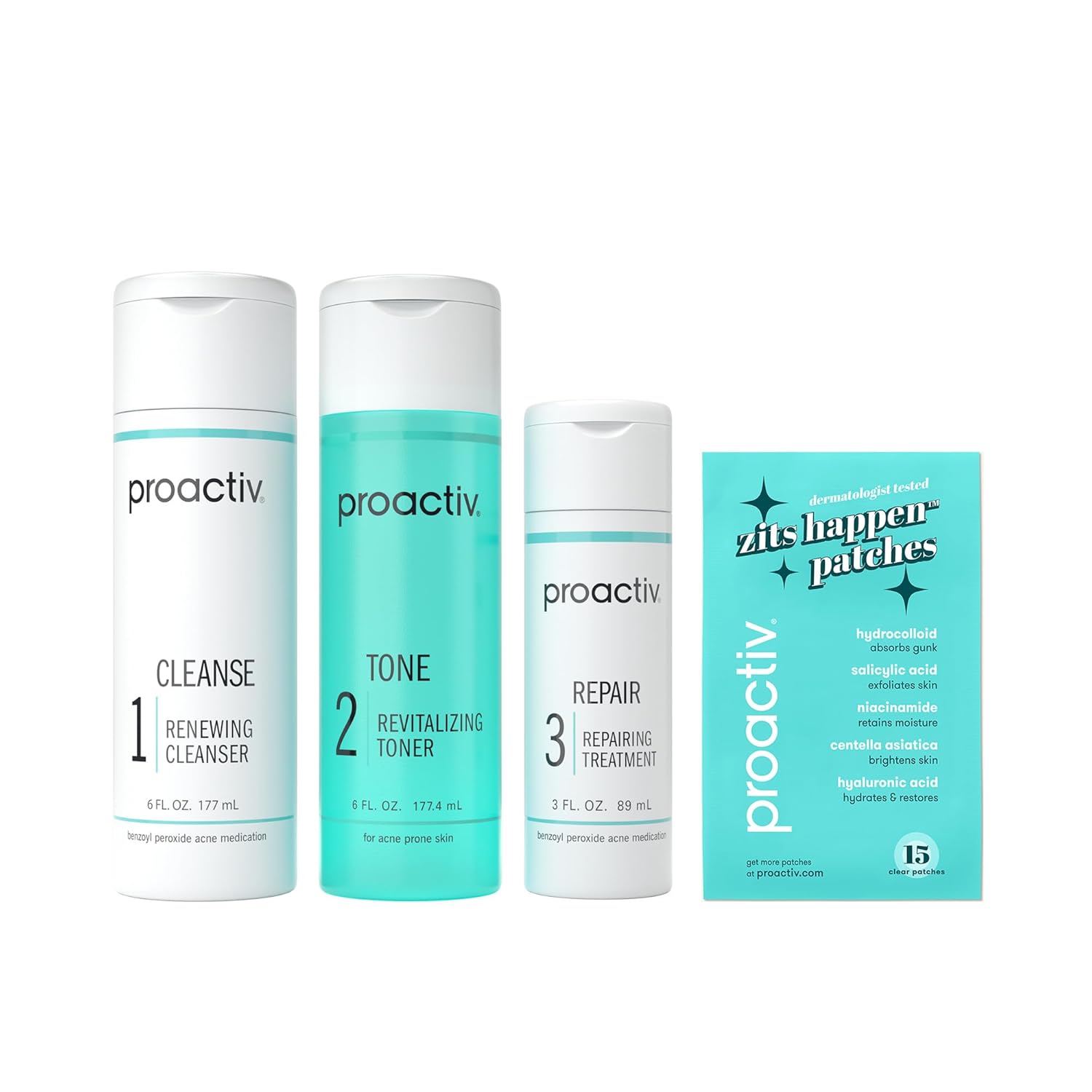 Proactiv 3 Step Acne Treatment Kit with Pimple Patches for Clear Skin