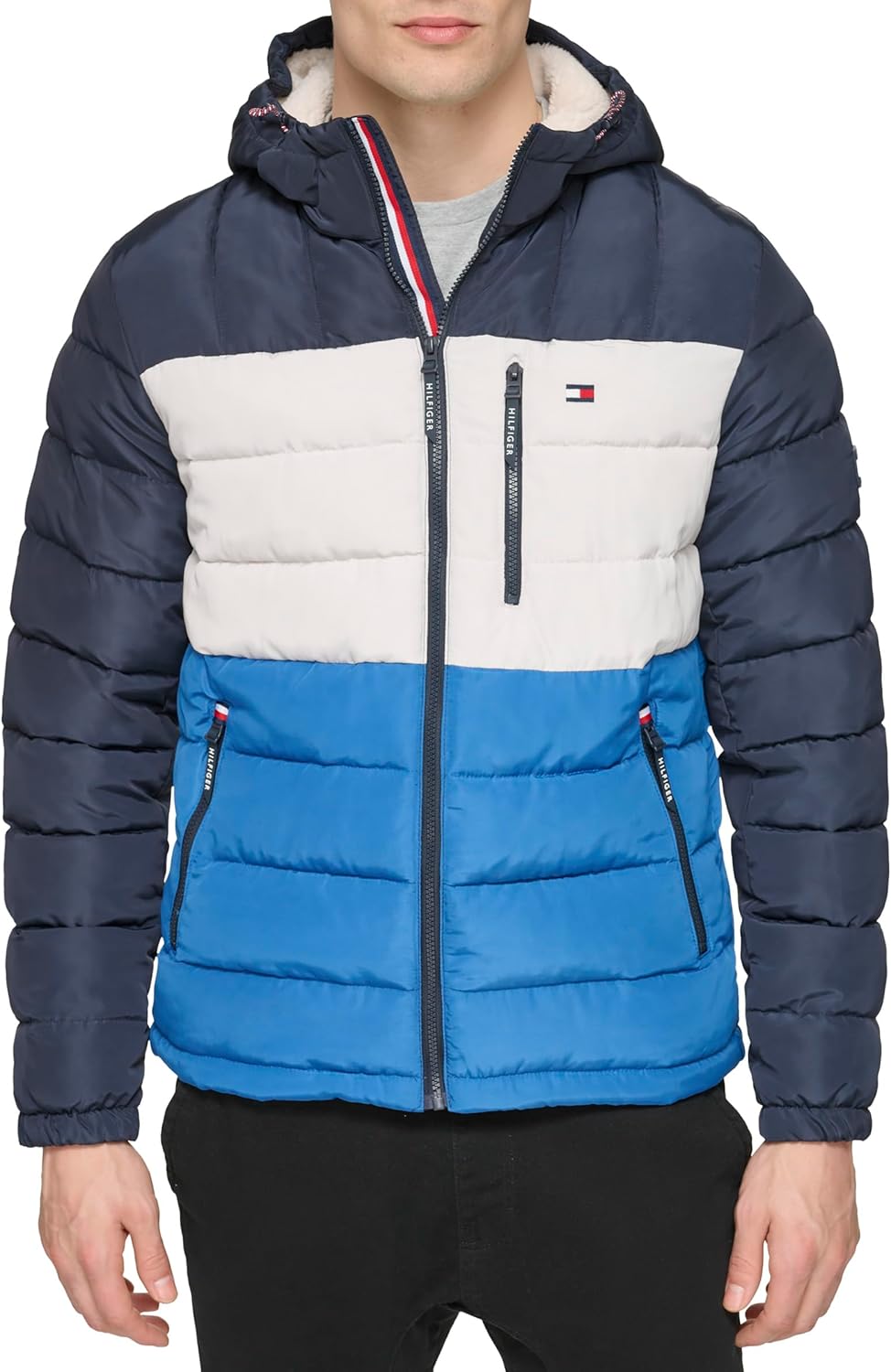 Tommy Hilfiger Midweight Sherpa Lined Hooded Puffer Jacket