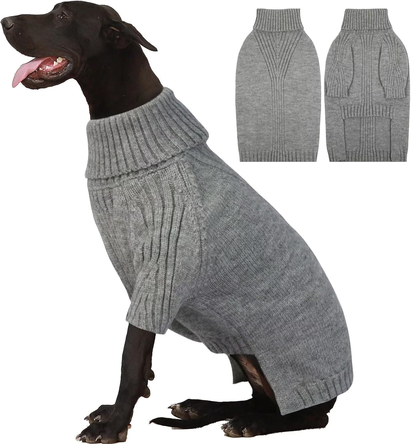 IECOii Extra Large Dog Sweater for Giant Breeds in Light Grey